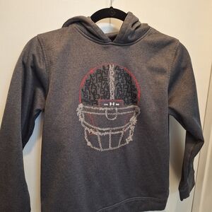 Under Armour Kids Charcoal Hoodie with Football Graphic